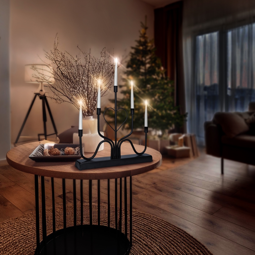 Brilagi - Portavelas LED navideño/2xAA negro