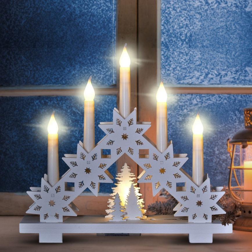 Brilagi - Portavelas navideño LED 5xLED/2xAA