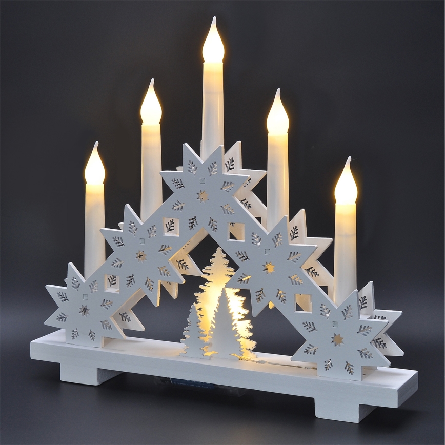 Brilagi - Portavelas navideño LED 5xLED/2xAA