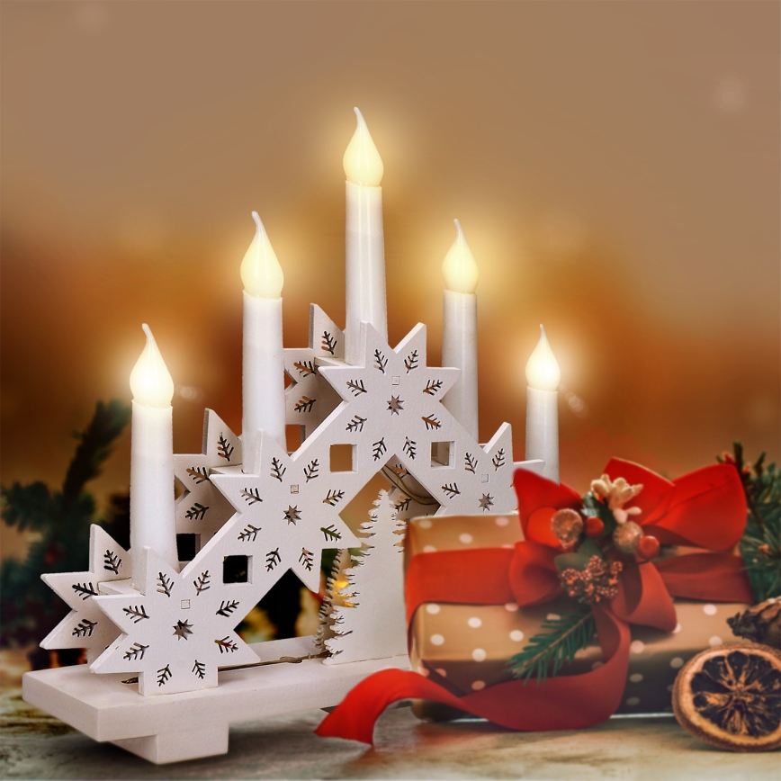 Brilagi - Portavelas navideño LED 5xLED/2xAA