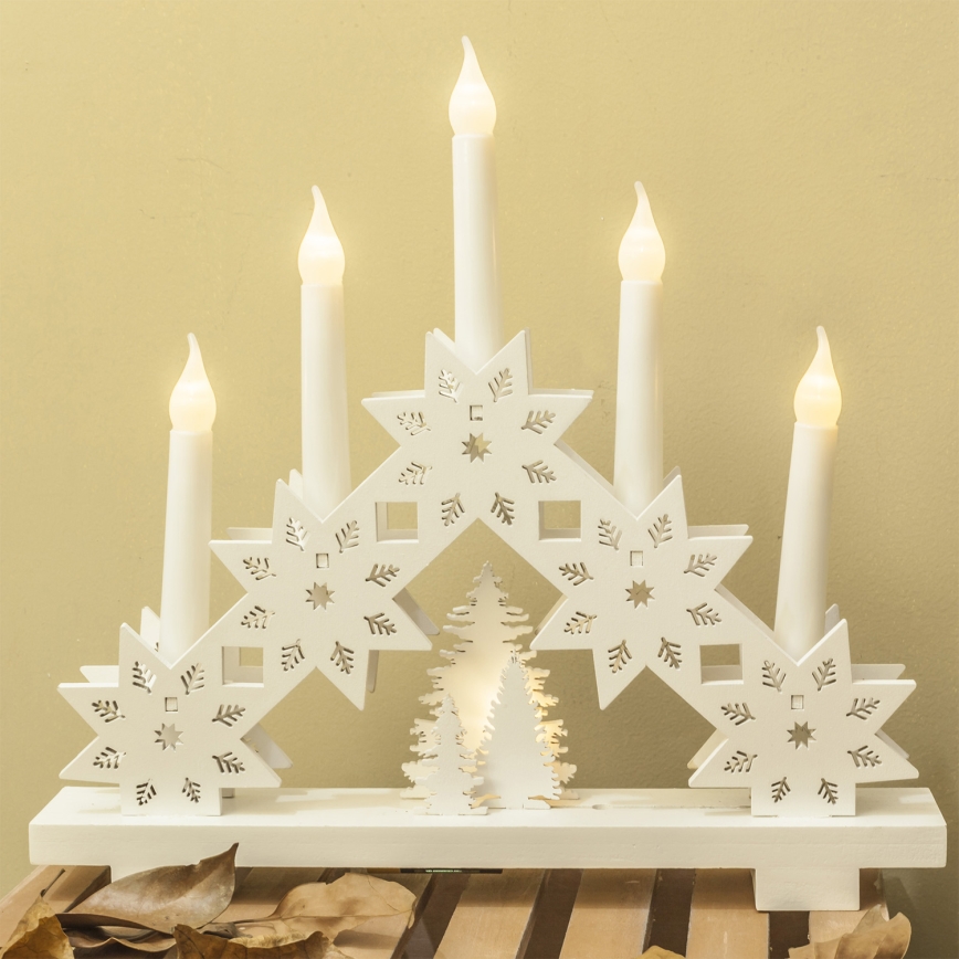 Brilagi - Portavelas navideño LED 5xLED/2xAA
