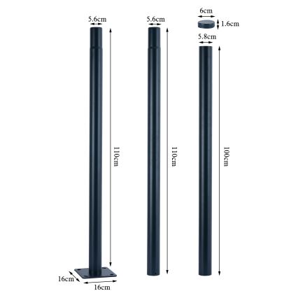 Brilagi - Poste de metal para iluminación exterior URBAN 3 m poste diá. 58 mate antracita