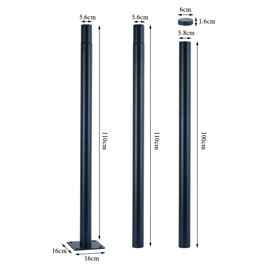 Brilagi - Poste de metal para iluminación exterior URBAN 3 m poste diá. 58 mate antracita