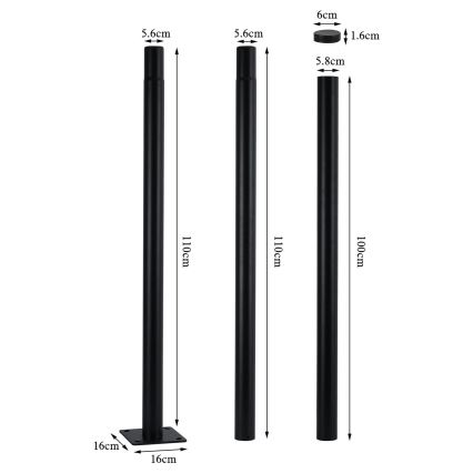 Brilagi - Poste de metal para iluminación exterior URBAN 3 m poste diá. 58 mate negro