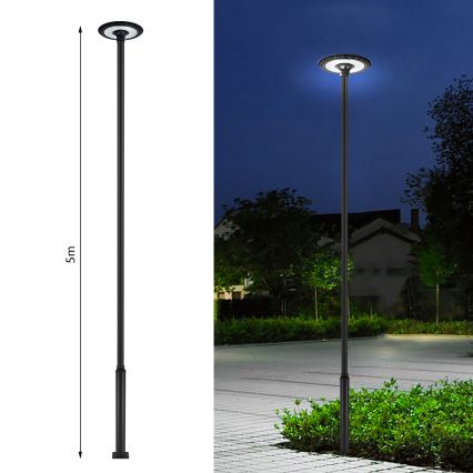 Brilagi - Poste metálico URBAN para iluminación exterior, 5 m, diámetro 58 mm, negro