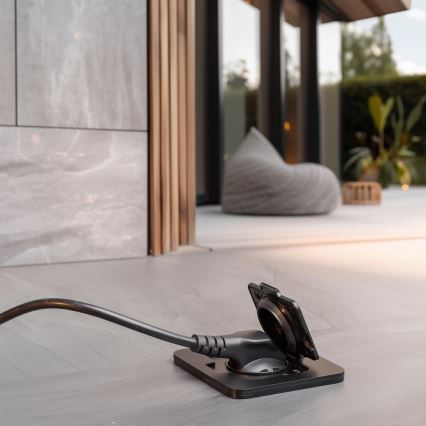 Brilagi - Toma de suelo empotrada para exterior IP55, negra, rectangular
