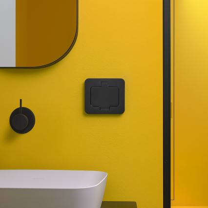 Brilagi - Toma de suelo empotrada para exterior IP55, negra, rectangular