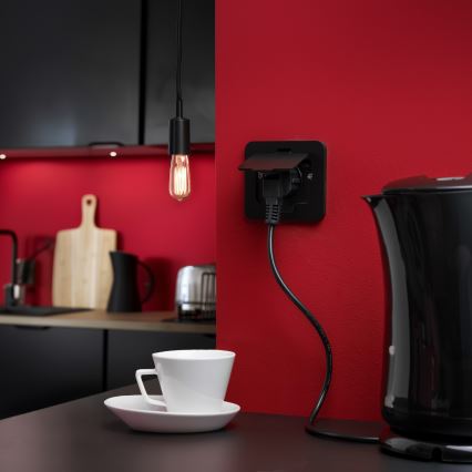 Brilagi - Toma de suelo empotrada para exterior IP55, negra, rectangular