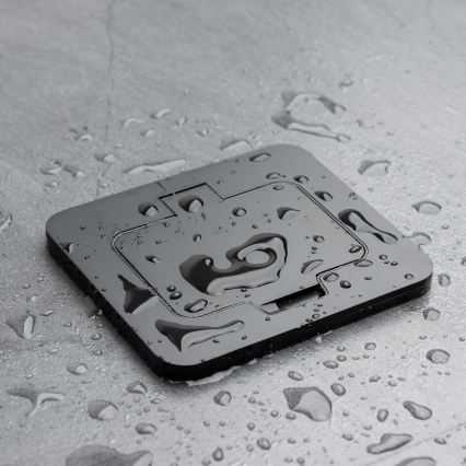 Brilagi - Toma de suelo empotrada para exterior IP55, negra, rectangular
