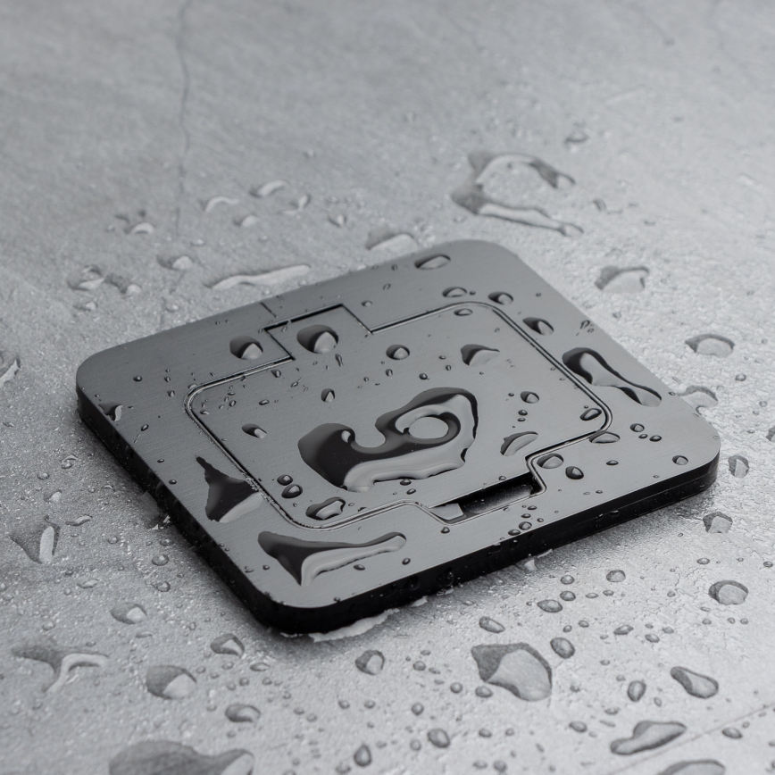 Brilagi - Toma de suelo empotrada para exterior IP55, negra, rectangular