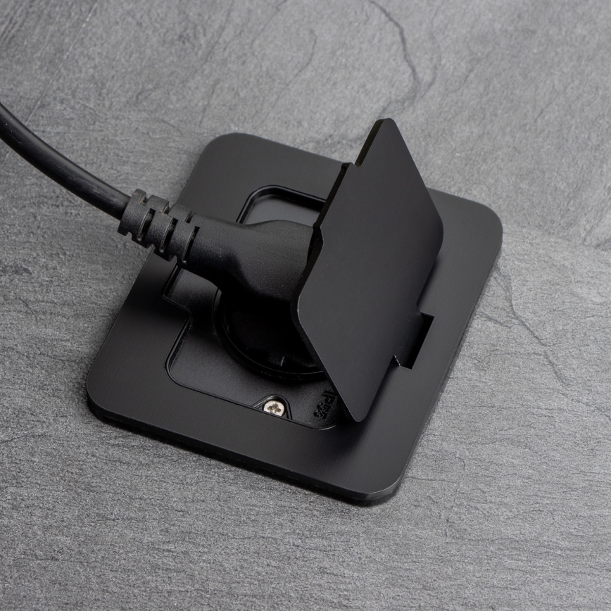 Brilagi - Toma de suelo empotrada para exterior IP55, negra, rectangular