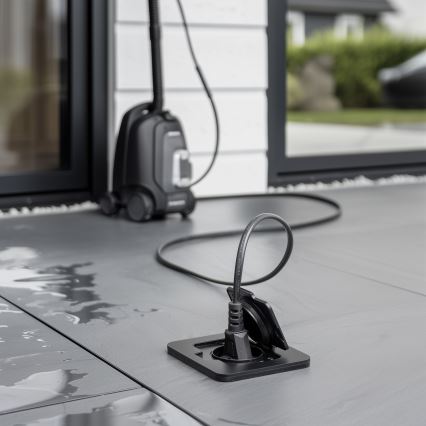 Brilagi - Toma de suelo empotrada para exterior IP55, negra, rectangular