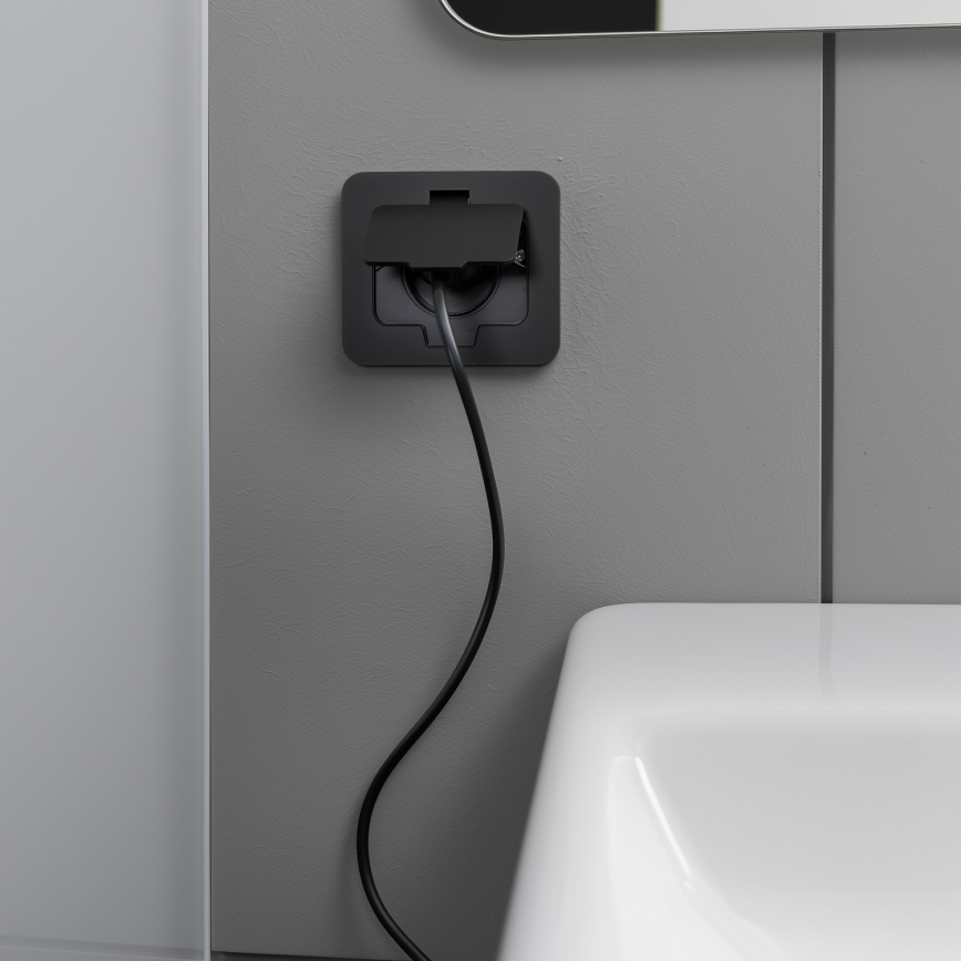 Brilagi - Toma de suelo empotrada para exterior IP55, negra, rectangular