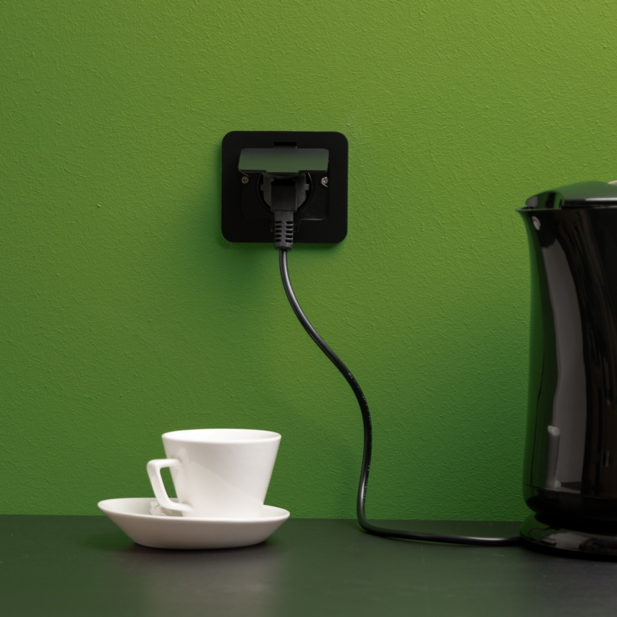 Brilagi - Toma de suelo empotrada para exterior IP55, negra, rectangular