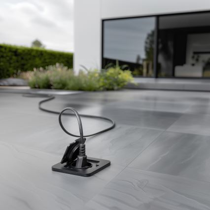 Brilagi - Toma de suelo empotrada para exterior IP55, negra, rectangular