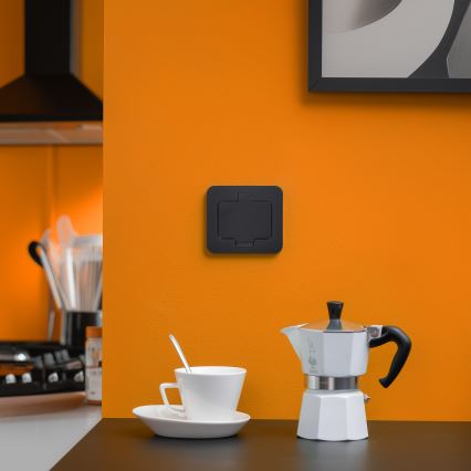 Brilagi - Toma de suelo empotrada para exterior IP55, negra, rectangular