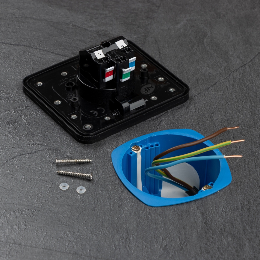 Brilagi - Toma de suelo empotrada para exterior IP55, negra, rectangular