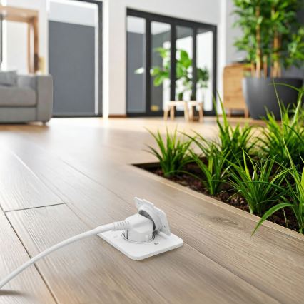 Brilagi - Toma empotrada de suelo para exterior IP55, blanca, rectangular