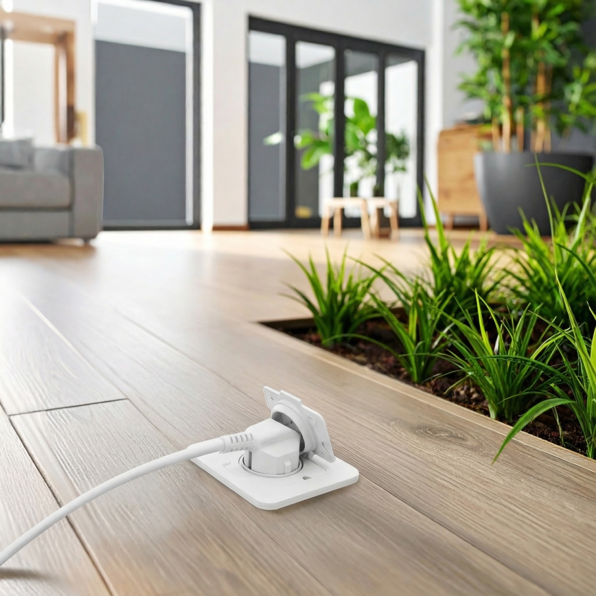 Brilagi - Toma empotrada de suelo para exterior IP55, blanca, rectangular