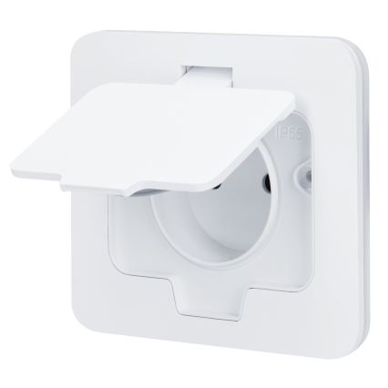 Brilagi - Toma empotrada de suelo para exterior IP55, blanca, rectangular