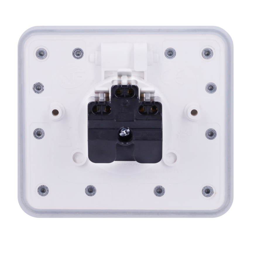 Brilagi - Toma empotrada de suelo para exterior IP55, blanca, rectangular