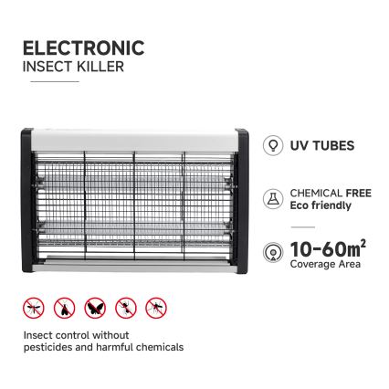Brilagi - Trampa eléctrica para insectos 2xUV/10W/230V 60 m2