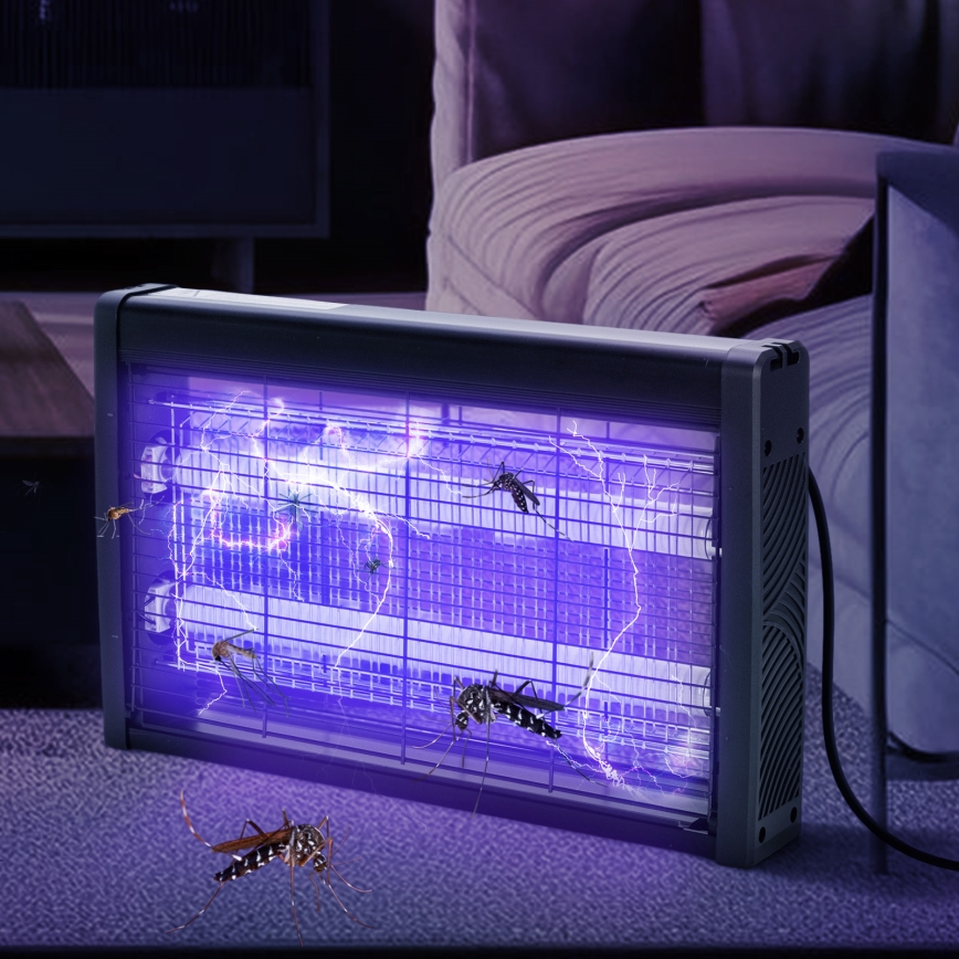 Brilagi - Trampa eléctrica para insectos 2xUV/10W/230V, cobertura 60 m², negro