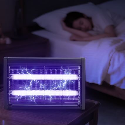 Brilagi - Trampa eléctrica para insectos 2xUV/10W/230V, cobertura 60 m², negro