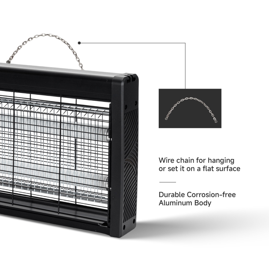 Brilagi - Trampa eléctrica para insectos 2xUV/10W/230V, cobertura 60 m², negro