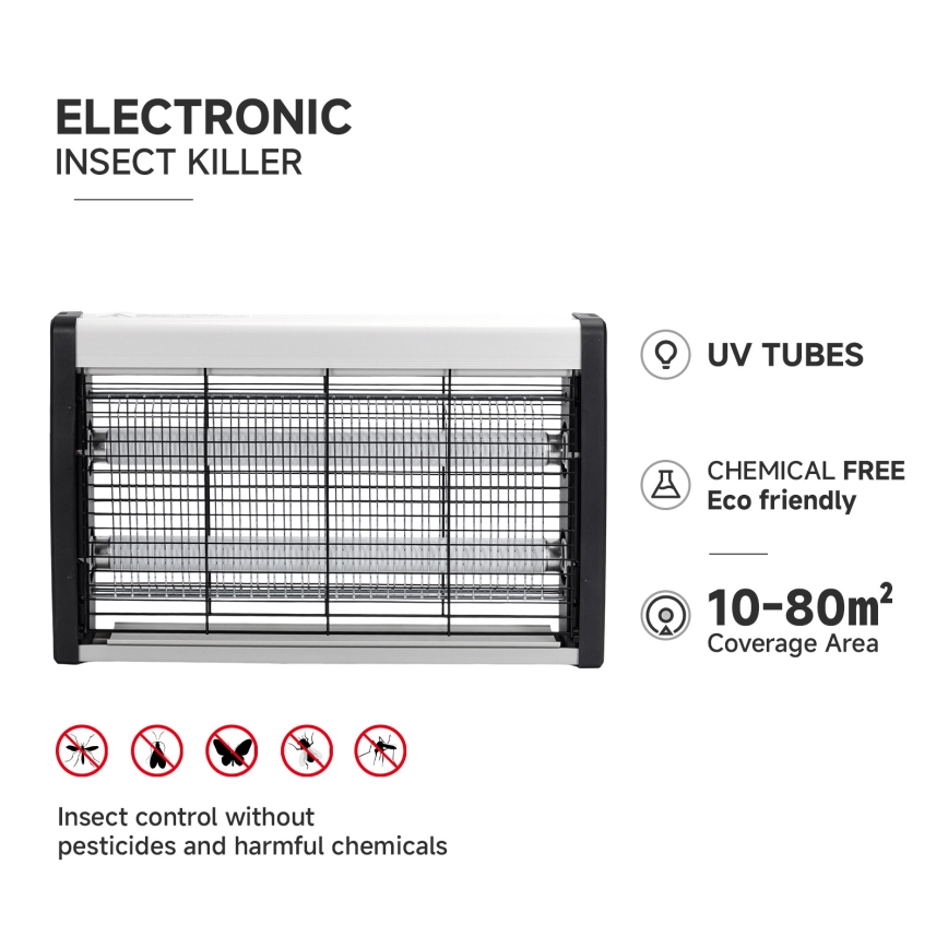 Brilagi - Trampa eléctrica para insectos 2xUV/15W/230V 80 m2