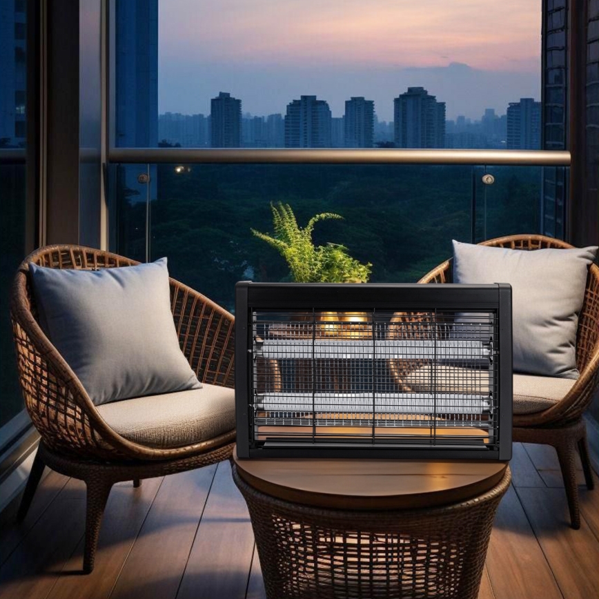 Brilagi - Trampa eléctrica para insectos 2xUV/18W/230V 100 m2 negro