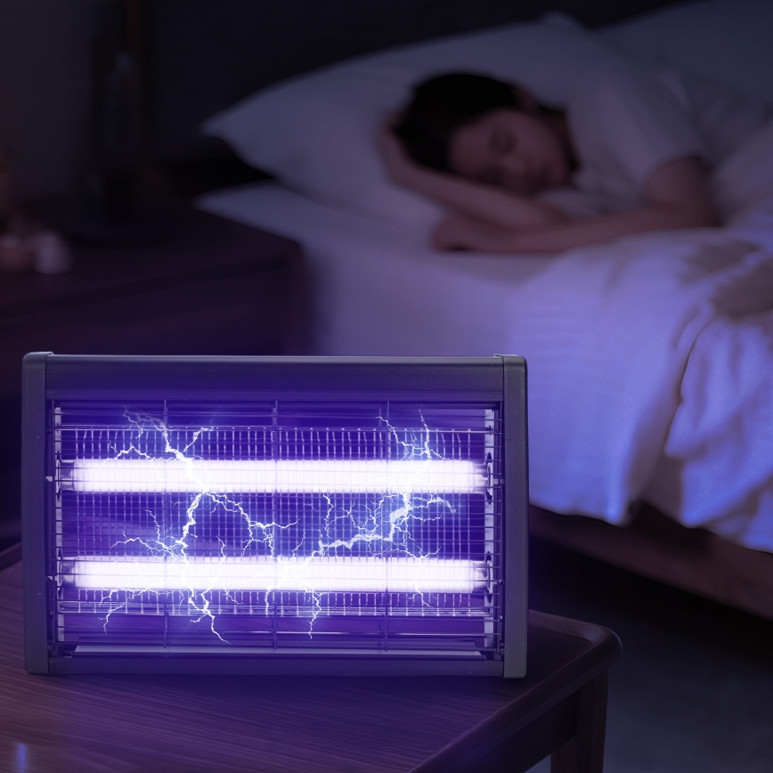 Brilagi - Trampa eléctrica para insectos 2xUV/18W/230V 100 m2 negro