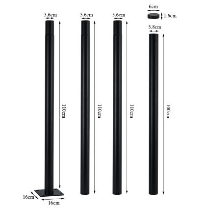 Brilagi - Varilla metálica para poste de iluminación exterior URBAN, mástil de 4 m, Ø 58 mm, negro