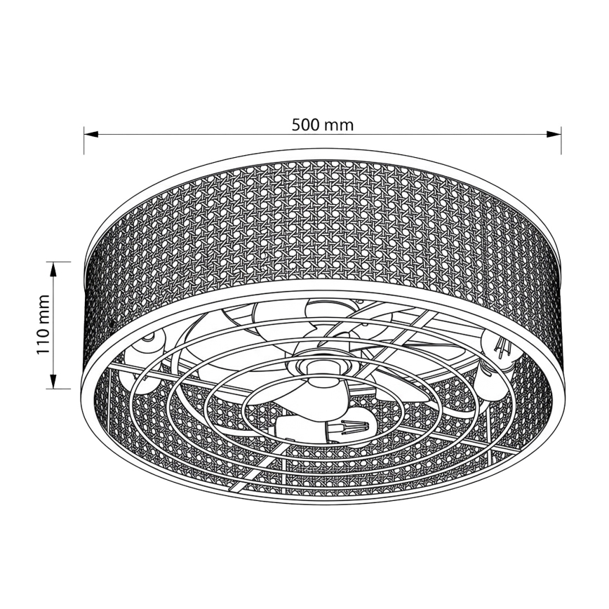 Brilagi - Ventilador de techo Ø 50 cm, 4x portalámparas E27 (máx. 40 W), 230 V, acabado en bambú, con mando a distancia