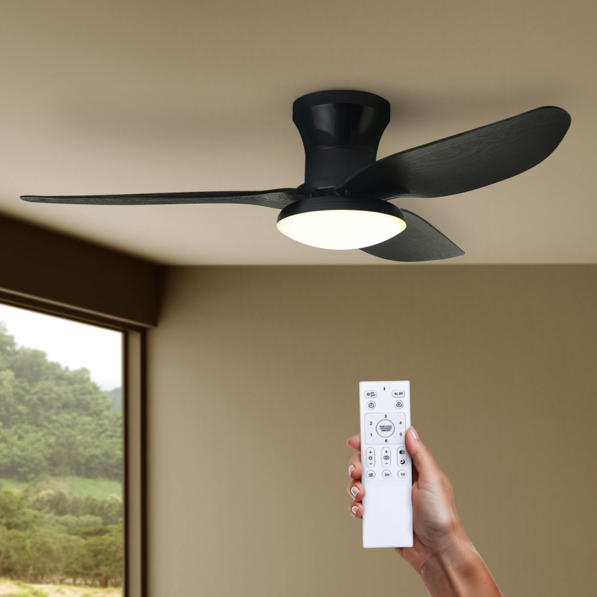 Brilagi - Ventilador de techo LED regulable LED/30W/230V 3000-6500K negro + mando a distancia