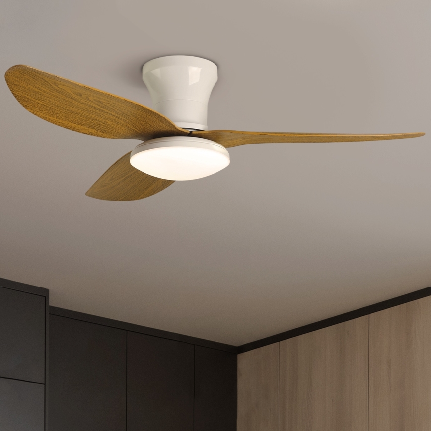 Brilagi - Ventilador de techo LED regulable LED/30W/230V 3000-6500K blanco/marrón + control remoto