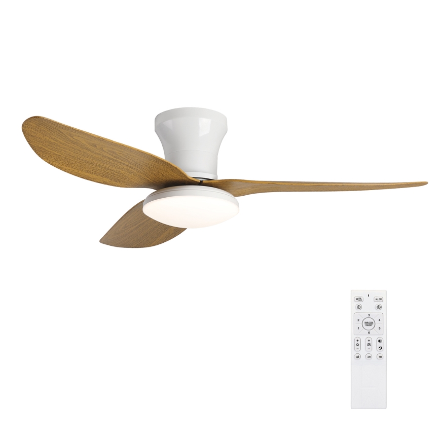 Brilagi - Ventilador de techo LED regulable LED/30W/230V 3000-6500K blanco/marrón + control remoto