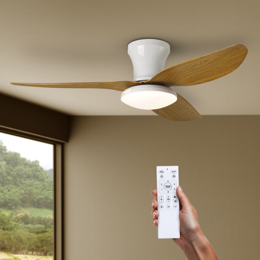 Brilagi - Ventilador de techo LED regulable LED/30W/230V 3000-6500K blanco/marrón + control remoto