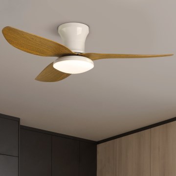 Brilagi - Ventilador de techo LED regulable LED/30W/230V 3000-6500K blanco/marrón + mando a distancia