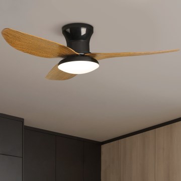 Brilagi - Ventilador de techo LED regulable LED/30W/230V 3000-6500K negro/marrón + mando a distancia