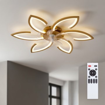 Brilagi - Ventilador de techo LED regulable LED/34W/230V Ø 78 cm color dorado + mando a distancia