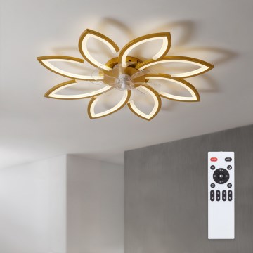 Brilagi - Ventilador de techo LED regulable LED/43W/230V Ø 90 cm dorado + mando a distancia