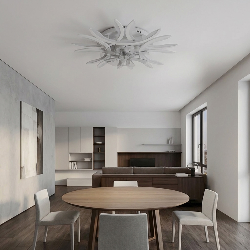 Brilagi - Ventilador de techo regulable con luz LED 70 W/230 V, Ø 76 cm, blanco + mando a distancia