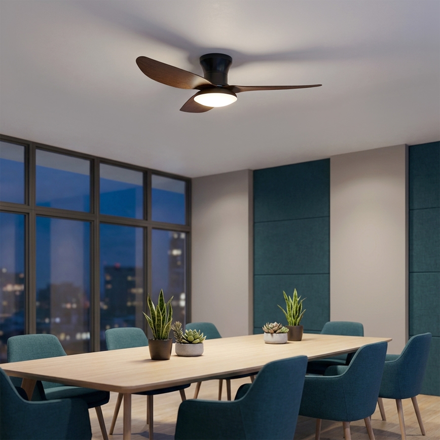 Brilagi - Ventilador de techo con luz LED regulable, 38W/230V, 100 cm, negro/marrón + mando a distancia
