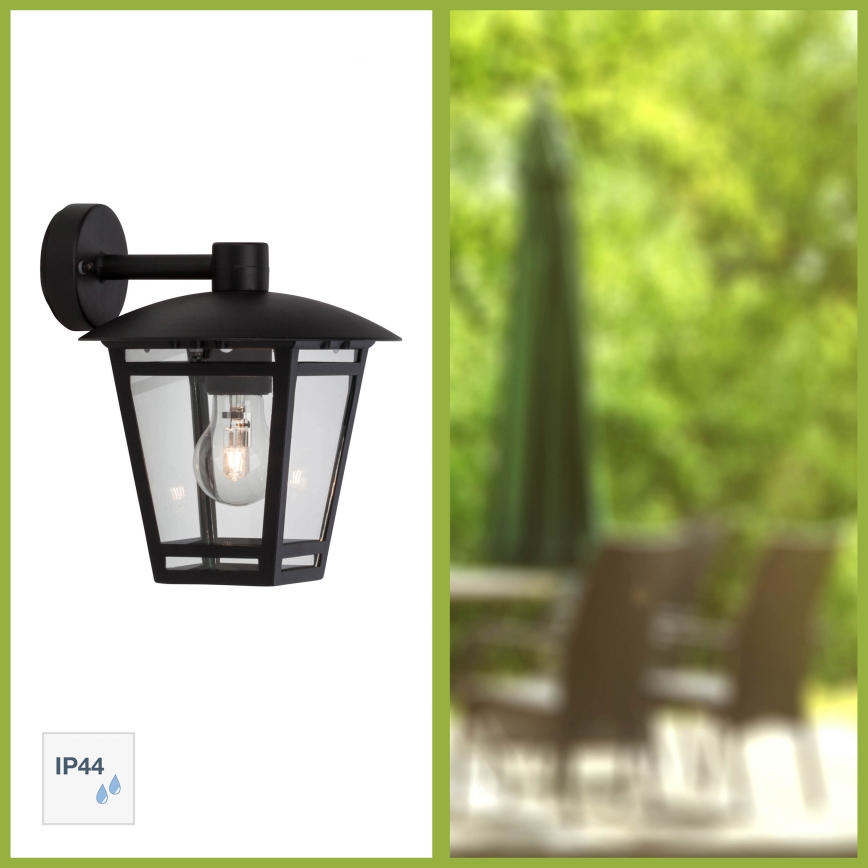 Brilliant - Aplique de pared exterior RILEY 1xE27/40W/230V IP44 negro