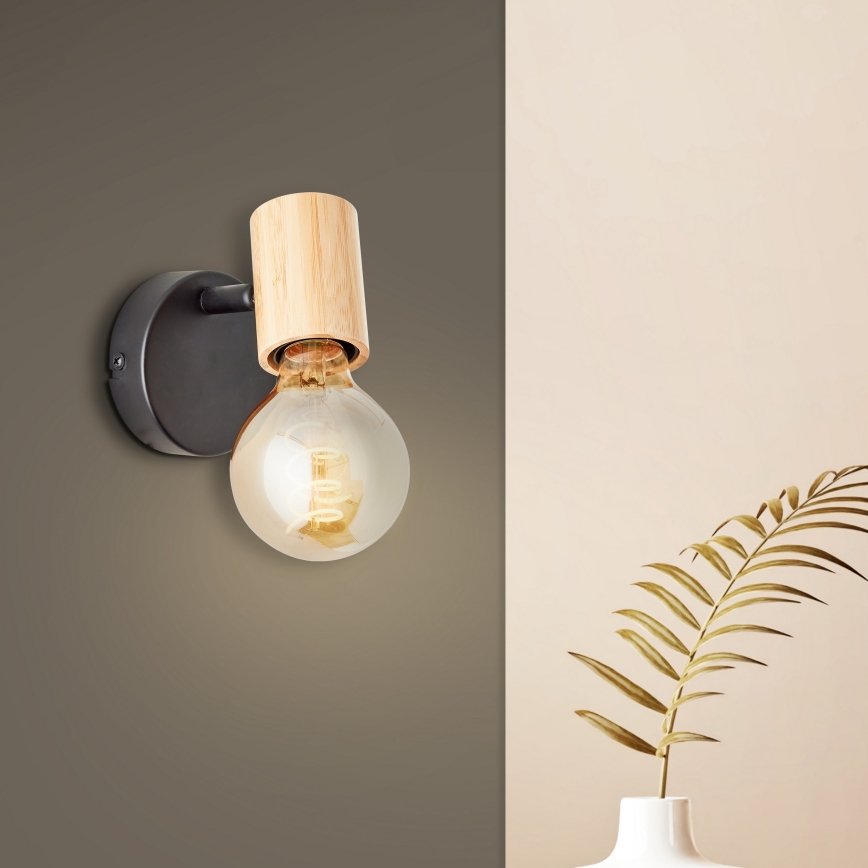 Brilliant - Aplique de pared tipo foco KERRY 1xE27/40W/230V bambú