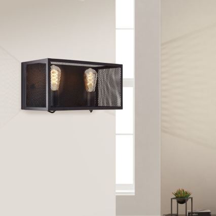 Brilliant - Aplique MAZE 2xE27/40W/230V negro