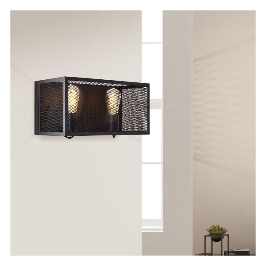Brilliant - Aplique MAZE 2xE27/40W/230V negro