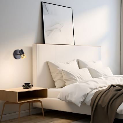 Brilliant - Foco LED de pared orientable VIGOLO 1xGU10/5W/230V negro/dorado