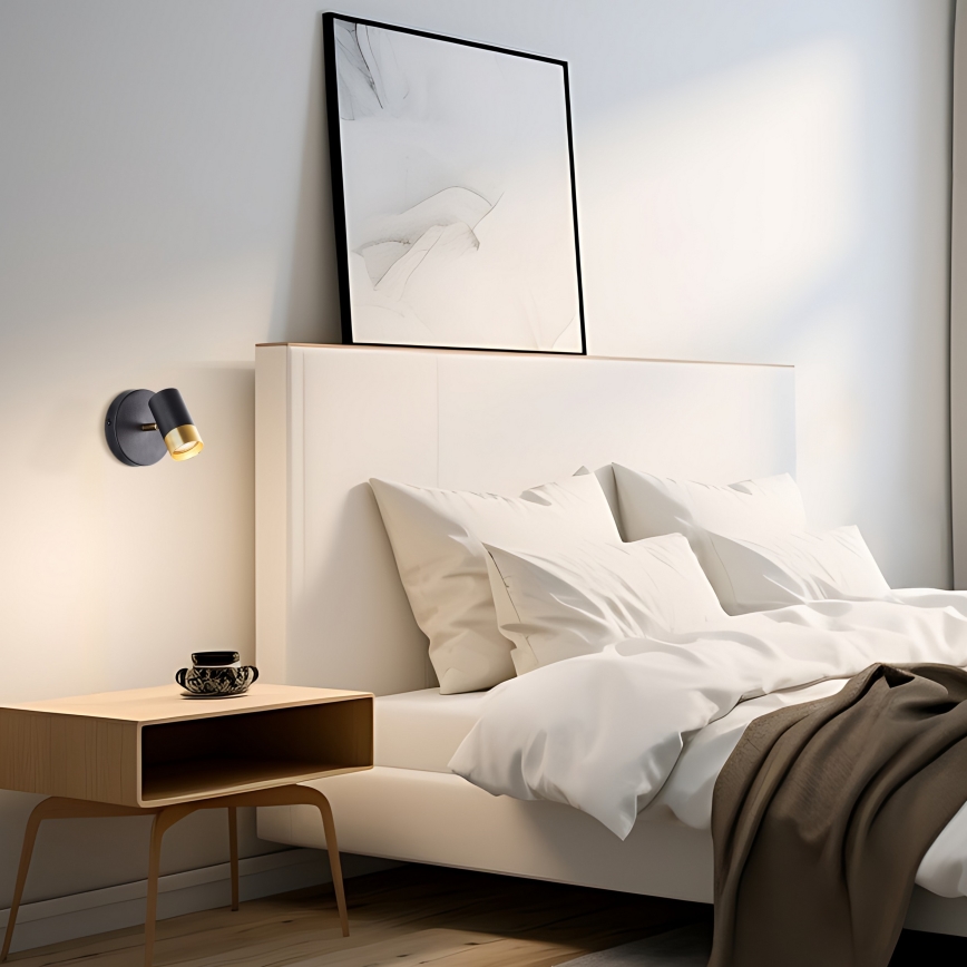 Brilliant - Foco LED de pared orientable VIGOLO 1xGU10/5W/230V negro/dorado